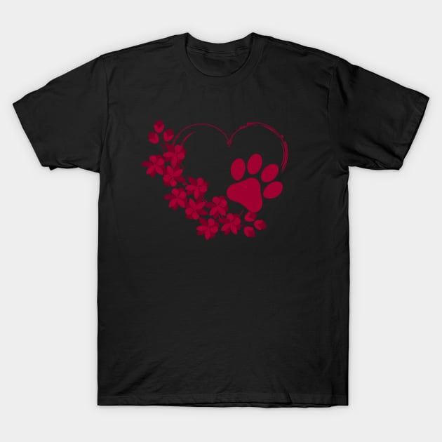 Dog Paw With Floral look T-Shirt by NICHE&NICHE